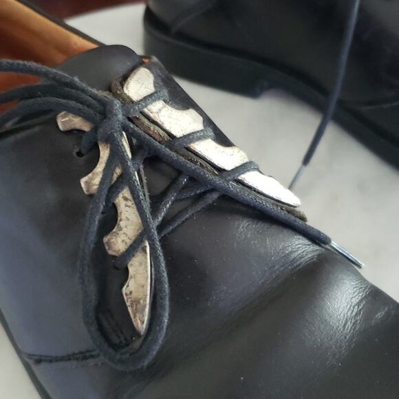 Think! Women's Vintage Punk Gothic Leather Lace-Up Shoes 7 Oxford Black Academia - Picture 8 of 8